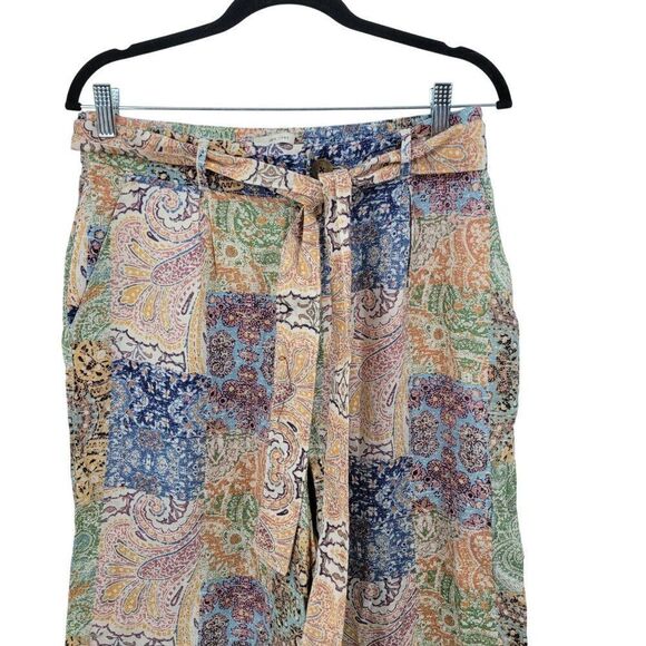 Rachel Zoe Womens Linen Multicolor Paisley Patchwork Wide-Leg Pants Sz L Boho - Picture 6 of 14